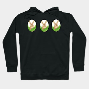 Easter bunny in the grass, oval shape Hoodie